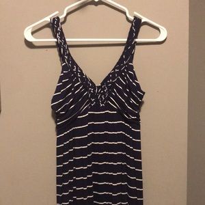 Navy and white striped maxi dress